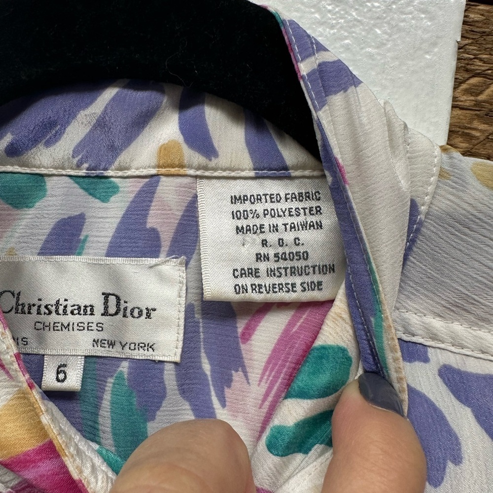 Vintage Christian Dior Chemises Paris New York Blouse – Size 6 - Picture 7 of 9